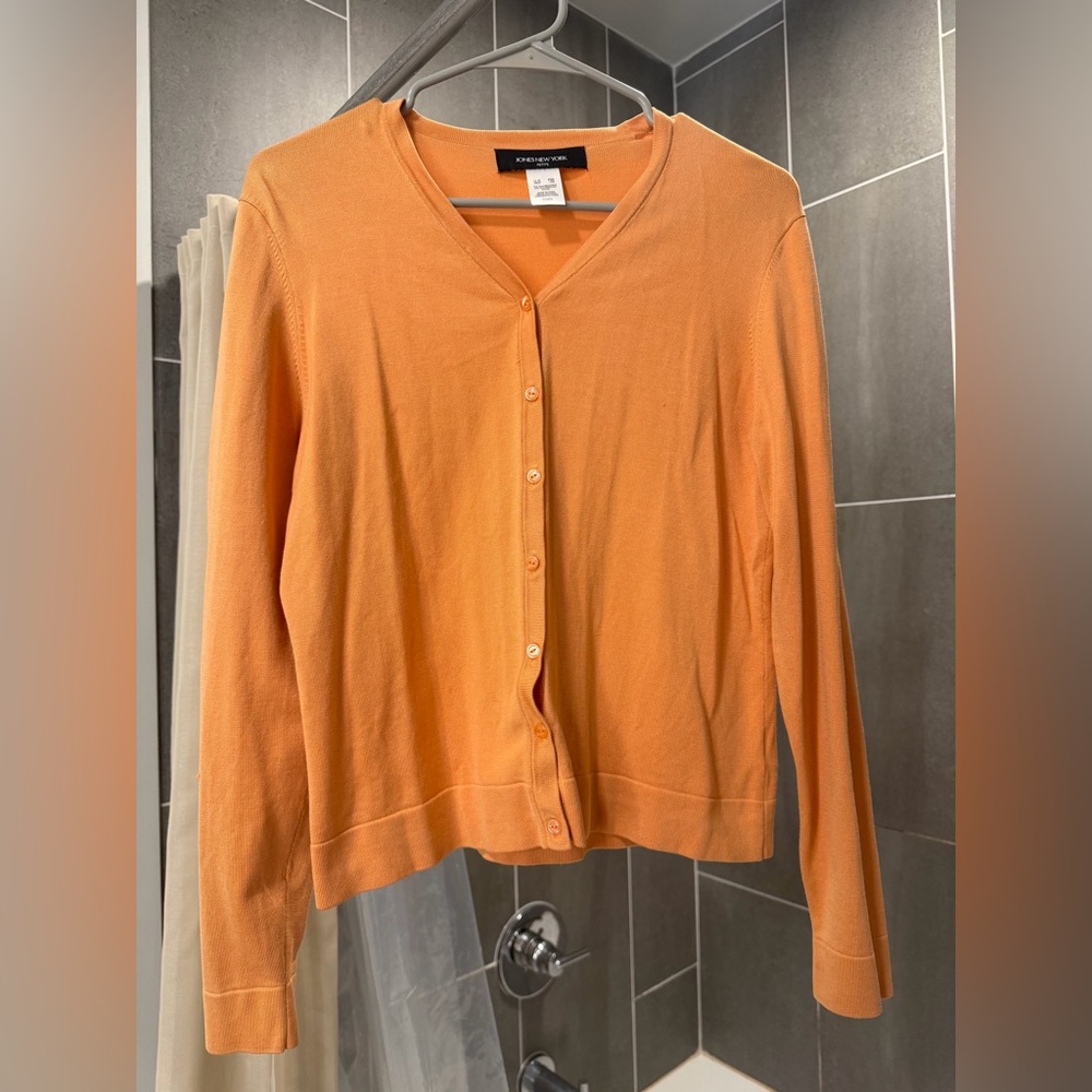 Jones New York Orange Button-Up Cardigan